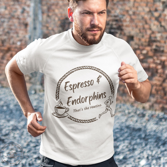 Espresso & Endorphins Shirt, Coffee and Cardio T-Shirt, Runner Gift, Gym Workout Tee, Funny Fitness Shirt, Marathon Training Top