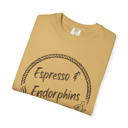 Espresso & Endorphins Shirt, Coffee and Cardio T-Shirt, Runner Gift, Gym Workout Tee, Funny Fitness Shirt, Marathon Training Top