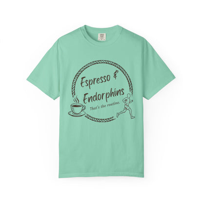 Espresso & Endorphins Shirt, Coffee and Cardio T-Shirt, Runner Gift, Gym Workout Tee, Funny Fitness Shirt, Marathon Training Top