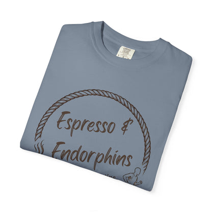Espresso & Endorphins Shirt, Coffee and Cardio T-Shirt, Runner Gift, Gym Workout Tee, Funny Fitness Shirt, Marathon Training Top