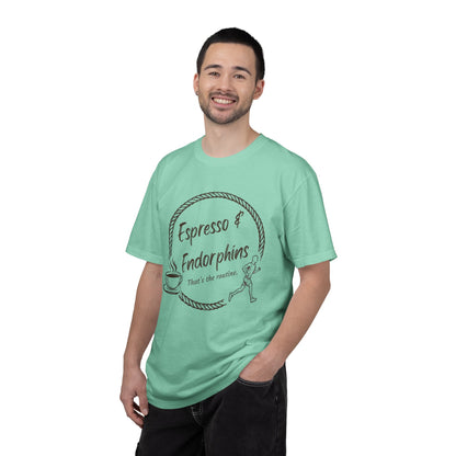 Espresso & Endorphins Shirt, Coffee and Cardio T-Shirt, Runner Gift, Gym Workout Tee, Funny Fitness Shirt, Marathon Training Top