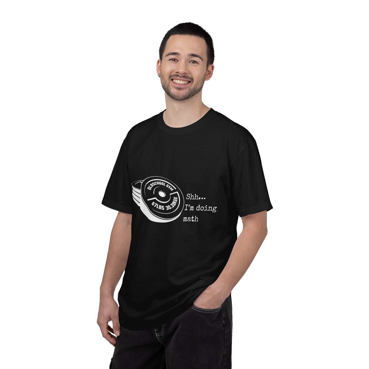 Shh I’m Doing Math Gym Shirt, 6-7 Meme Weightlifting Tee, Oldschool Gym Plate Design, Funny Fitness Workout T-Shirt, Gift
