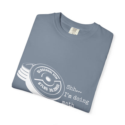 Shh I’m Doing Math Gym Shirt, 6-7 Meme Weightlifting Tee, Oldschool Gym Plate Design, Funny Fitness Workout T-Shirt, Gift
