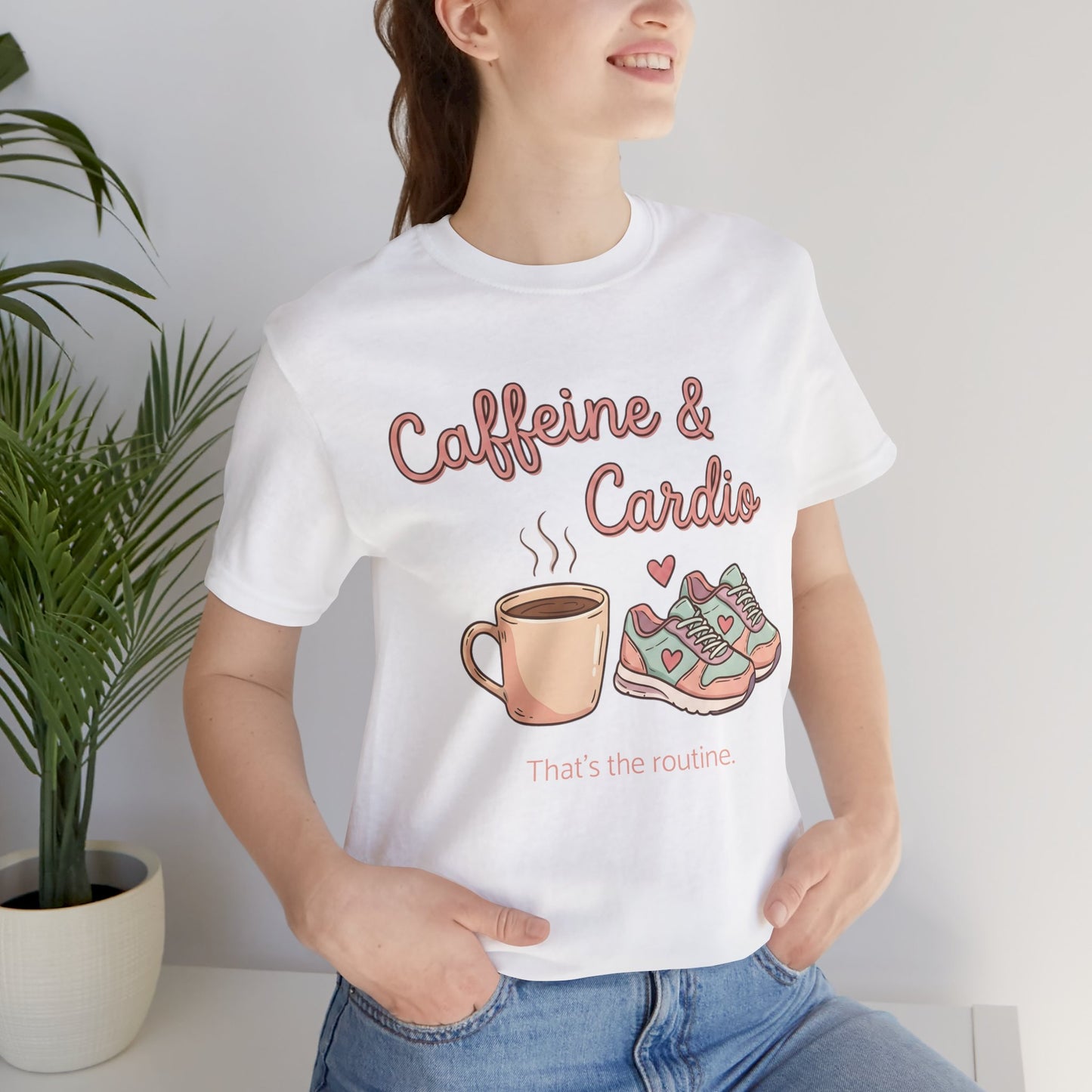 Caffeine & Cardio Tee | Coffee Fitness Lover, Workout Shirt, Running Graphic, Gym Fitness Top, Coffee Before Cardio Gift, Cute Runner Tee