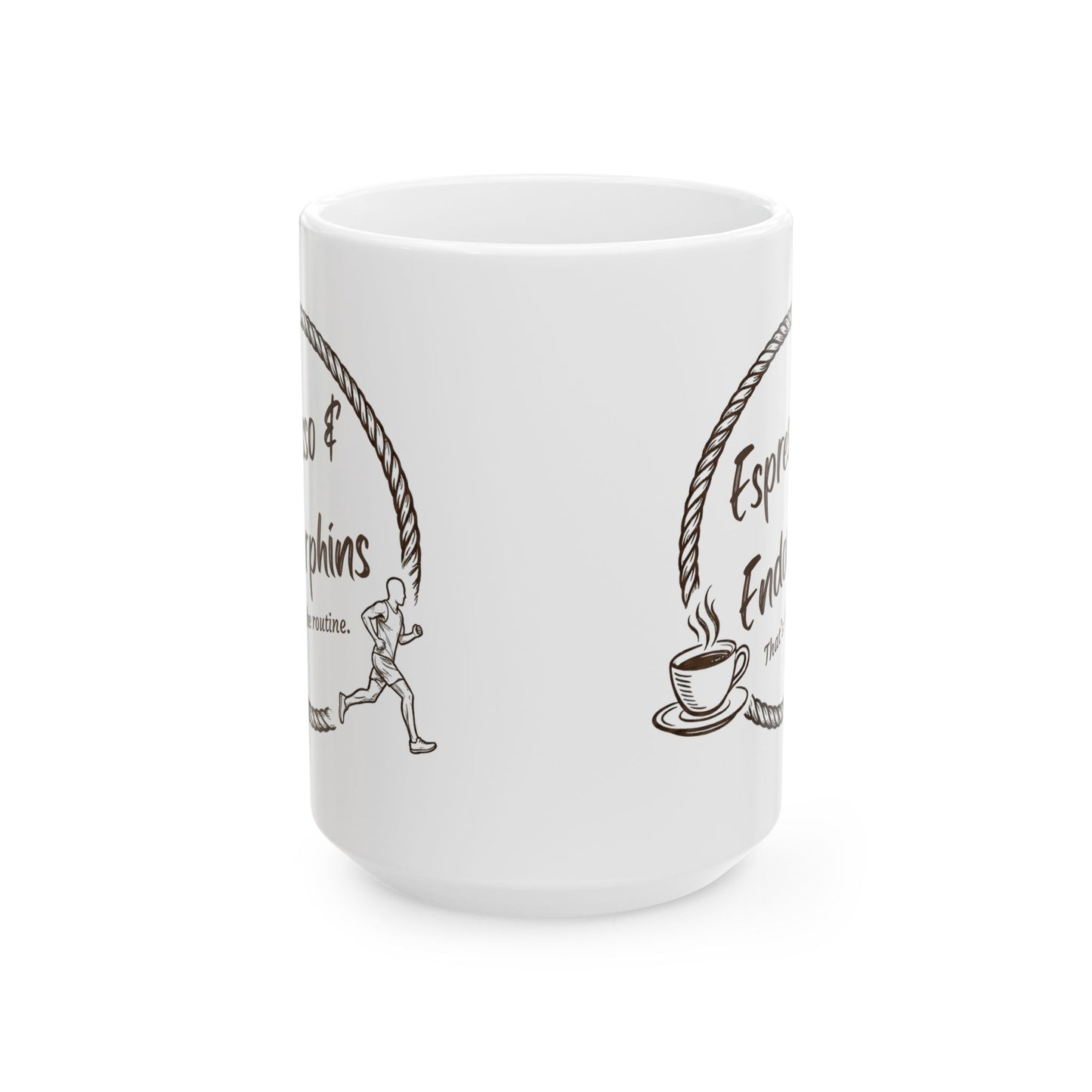 Espresso & Endorphins Mug, Espresso Fueled Runners Ceramic Mug, Coffee and Cardio, Runner Gift, Gym Workout, Funny Coffee Fitness