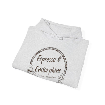 Espresso & Endorphins Hoodie, Coffee and Cardio, Runner Gift, Gym Workout Sweatshirt, Funny Coffee Lover Running Fitness, Marathon Training