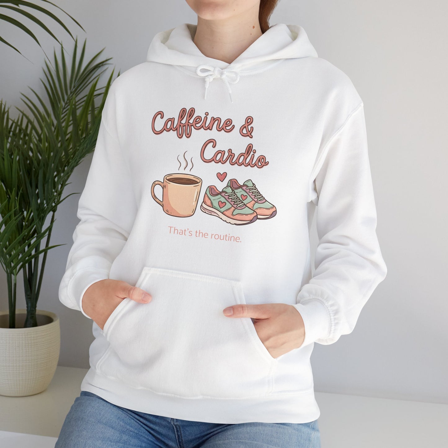 Caffeine & Cardio Hoodie | Coffee Fitness Lover, Workout Sweatshirt, Running Graphic, Gym Fitness Pullover, Coffee Before Cardio, Cute Gift