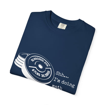 Shh I’m Doing Math Gym Shirt, 6-7 Meme Weightlifting Tee, Oldschool Gym Plate Design, Funny Fitness Workout T-Shirt, Gift