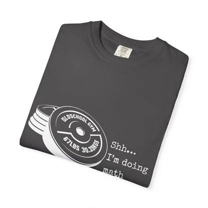 Shh I’m Doing Math Gym Shirt, 6-7 Meme Weightlifting Tee, Oldschool Gym Plate Design, Funny Fitness Workout T-Shirt, Gift