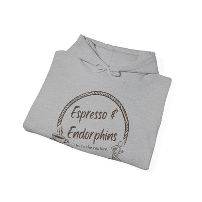 Espresso & Endorphins Hoodie, Coffee and Cardio, Runner Gift, Gym Workout Sweatshirt, Funny Coffee Lover Running Fitness, Marathon Training