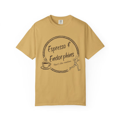 Espresso & Endorphins Shirt, Coffee and Cardio T-Shirt, Runner Gift, Gym Workout Tee, Funny Fitness Shirt, Marathon Training Top