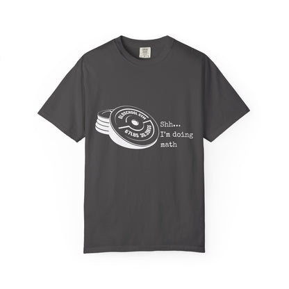 Shh I’m Doing Math Gym Shirt, 6-7 Meme Weightlifting Tee, Oldschool Gym Plate Design, Funny Fitness Workout T-Shirt, Gift