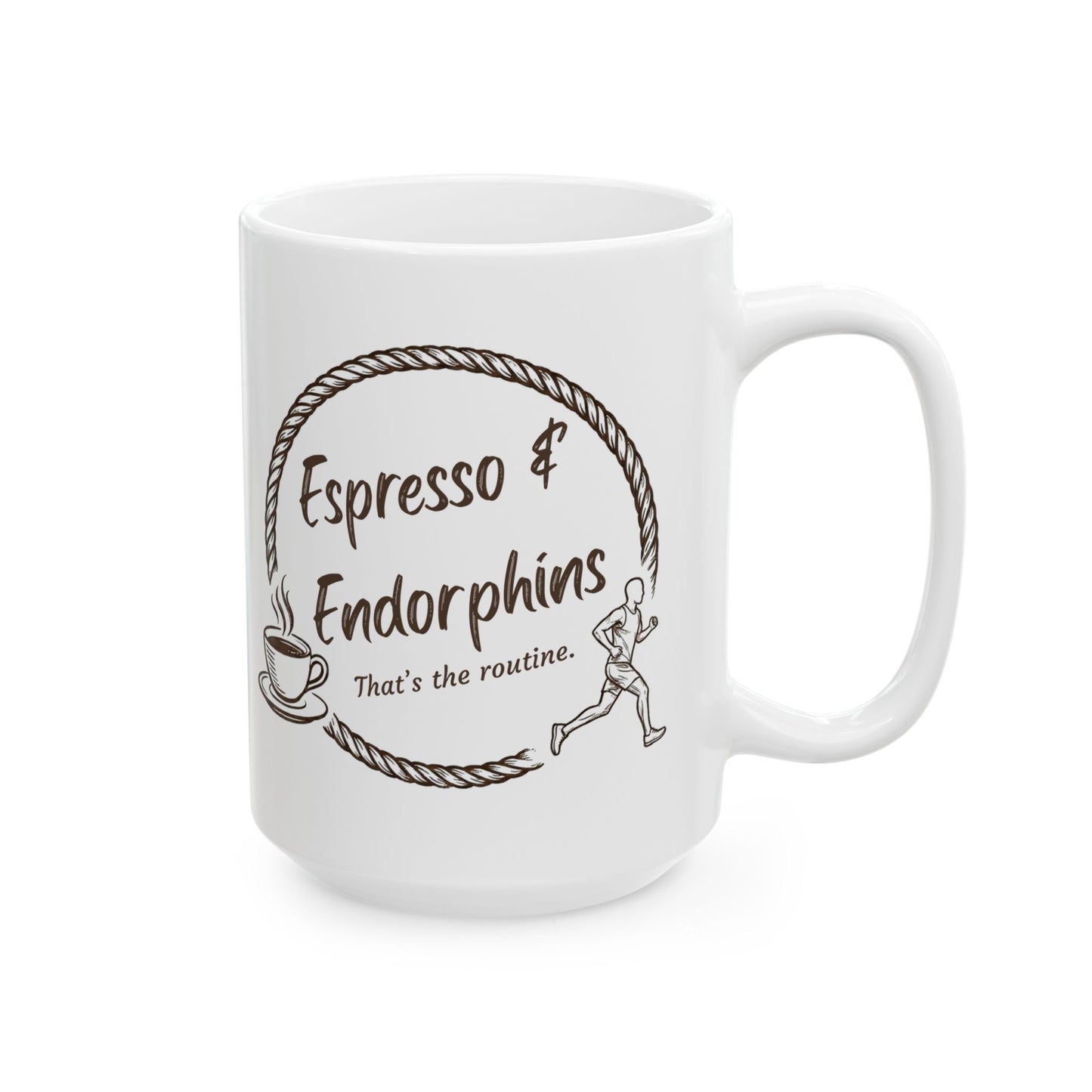 Espresso & Endorphins Mug, Espresso Fueled Runners Ceramic Mug, Coffee and Cardio, Runner Gift, Gym Workout, Funny Coffee Fitness