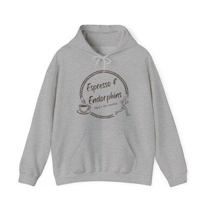 Espresso & Endorphins Hoodie, Coffee and Cardio, Runner Gift, Gym Workout Sweatshirt, Funny Coffee Lover Running Fitness, Marathon Training