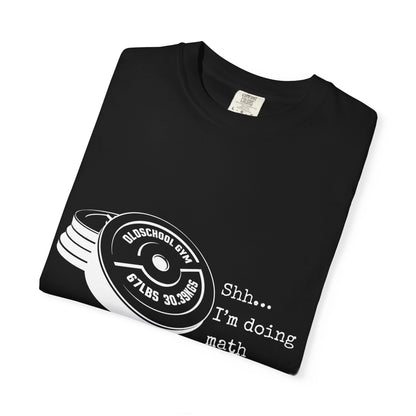 Shh I’m Doing Math Gym Shirt, 6-7 Meme Weightlifting Tee, Oldschool Gym Plate Design, Funny Fitness Workout T-Shirt, Gift