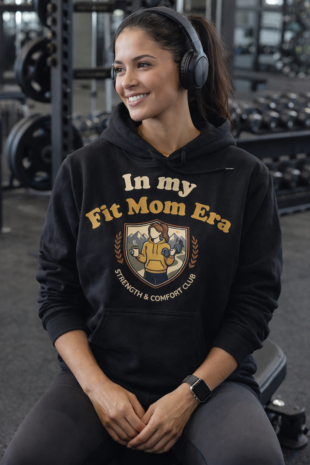In My Fit Mom Era Hoodie, Graphic Sweatshirt for Active Moms | Fitness Mom Graphic, Strength & Comfort Club | Gym, Coffee, Retro Everyday Wear Gift