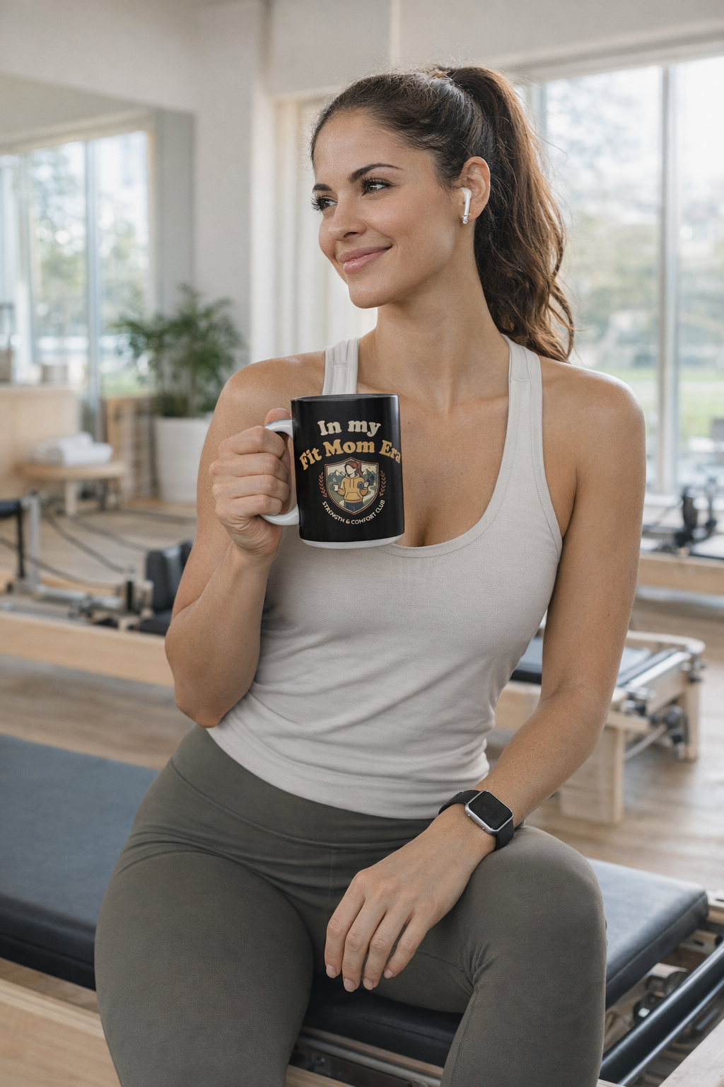 In My Fit Mom Era Mug, Ceramic Coffee Cup, 15oz | Fitness Mom Graphic, Strength & Comfort Club | Gym, Coffee, Retro Everyday Mug Gift