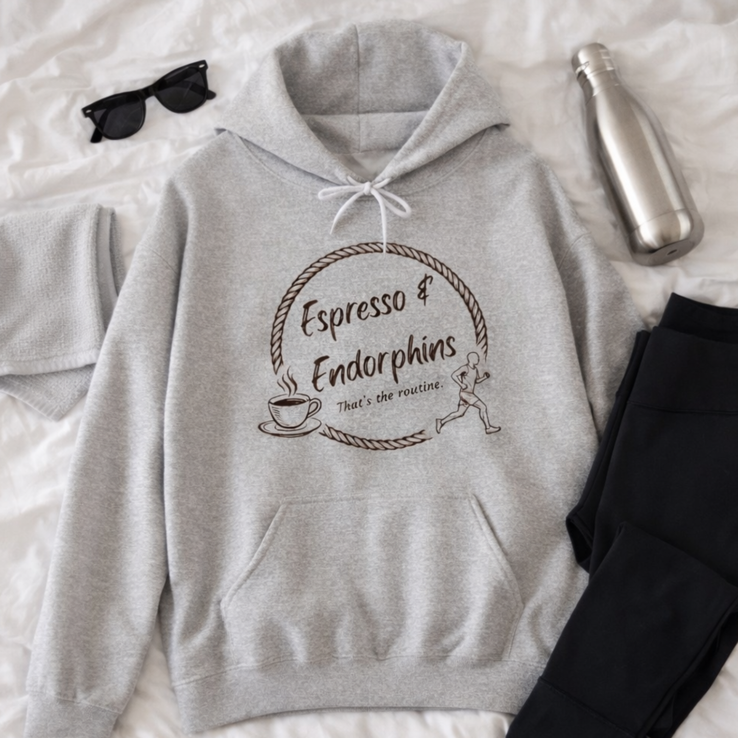 Espresso & Endorphins Hoodie, Coffee and Cardio, Runner Gift, Gym Workout Sweatshirt, Funny Coffee Lover Running Fitness, Marathon Training