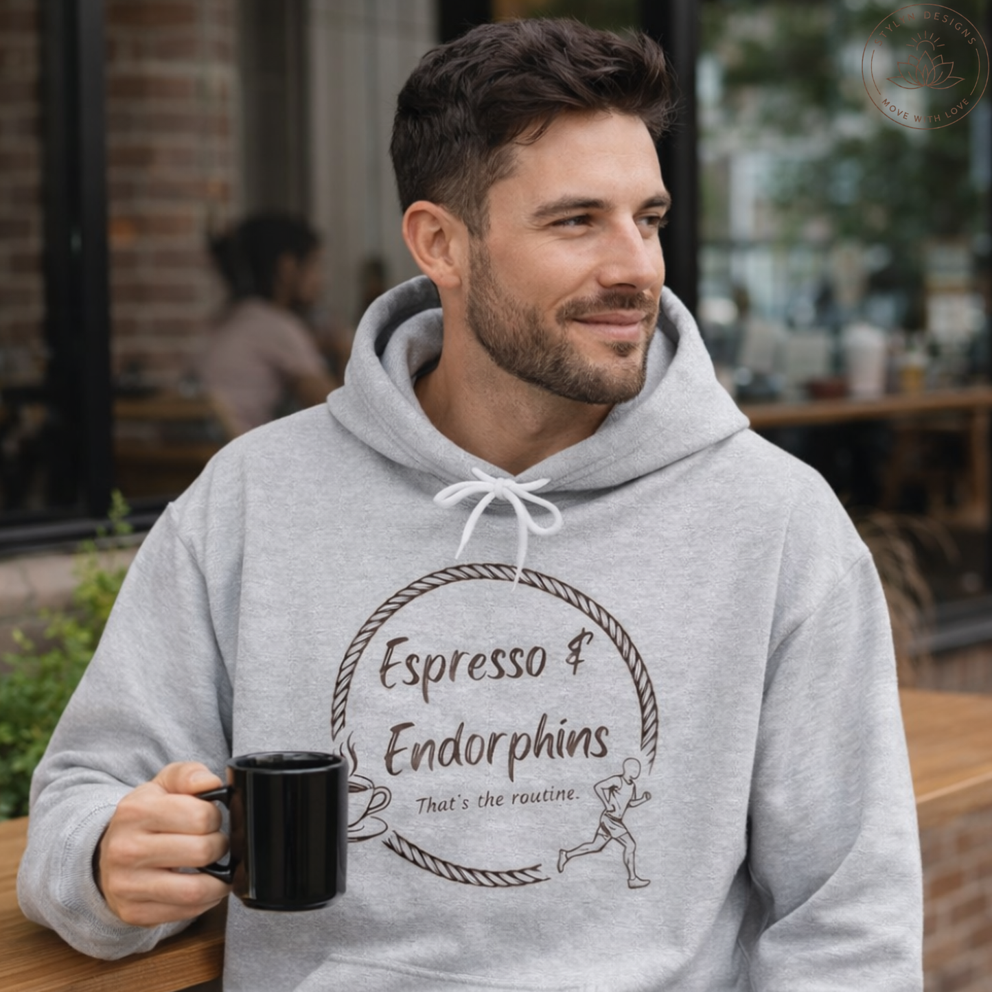 Espresso & Endorphins Hoodie, Coffee and Cardio, Runner Gift, Gym Workout Sweatshirt, Funny Coffee Lover Running Fitness, Marathon Training