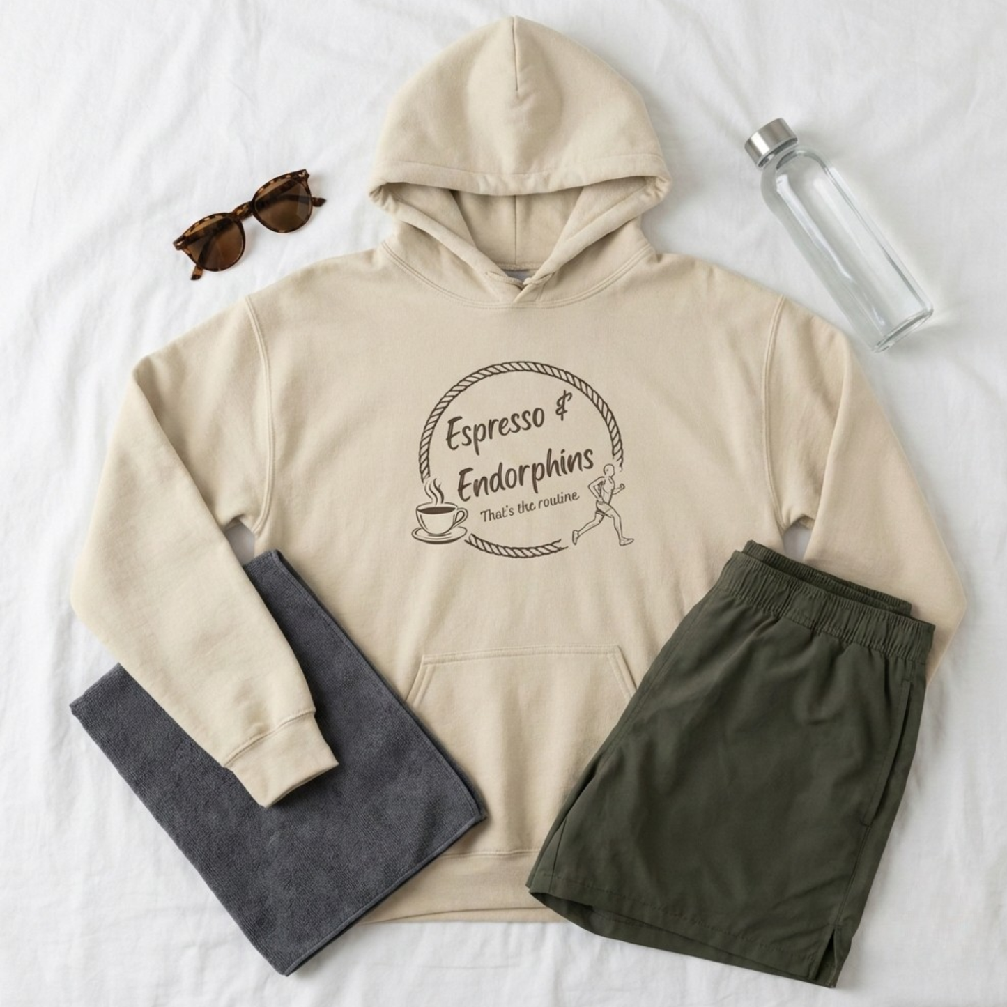 Espresso & Endorphins Hoodie, Coffee and Cardio, Runner Gift, Gym Workout Sweatshirt, Funny Coffee Lover Running Fitness, Marathon Training