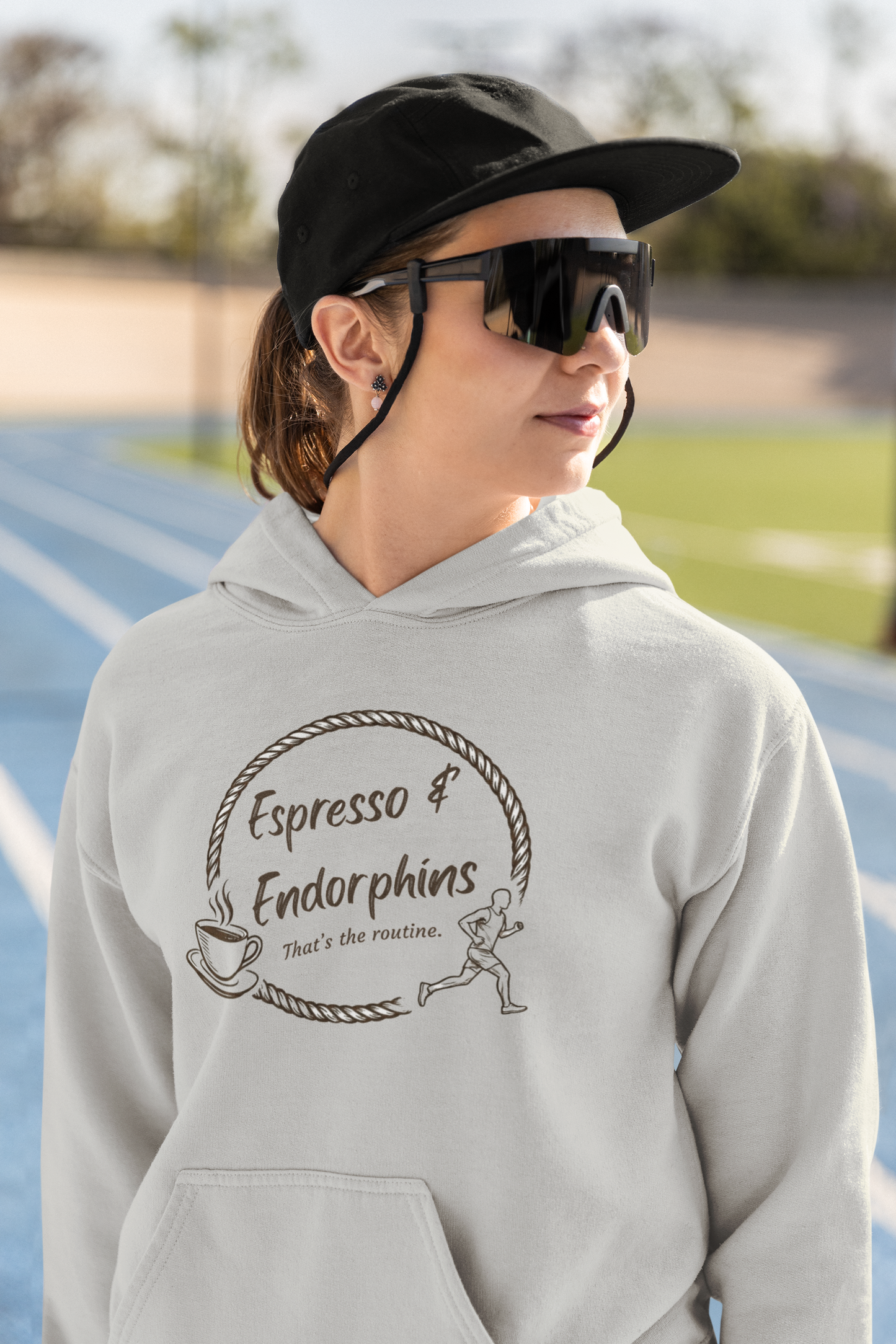 Espresso & Endorphins Hoodie, Coffee and Cardio, Runner Gift, Gym Workout Sweatshirt, Funny Coffee Lover Running Fitness, Marathon Training