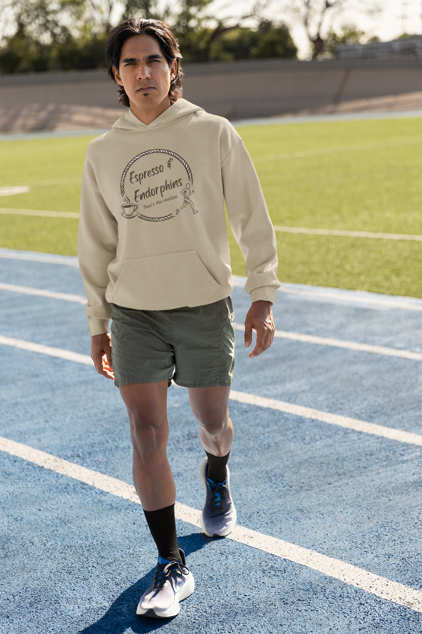 Espresso & Endorphins Hoodie, Coffee and Cardio, Runner Gift, Gym Workout Sweatshirt, Funny Coffee Lover Running Fitness, Marathon Training
