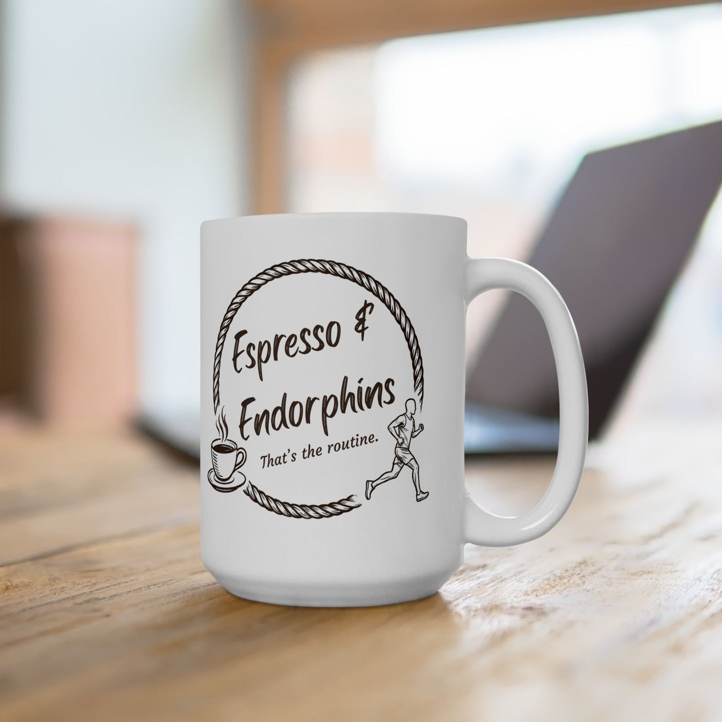 Espresso & Endorphins Mug, Espresso Fueled Runners Ceramic Mug, Coffee and Cardio, Runner Gift, Gym Workout, Funny Coffee Fitness