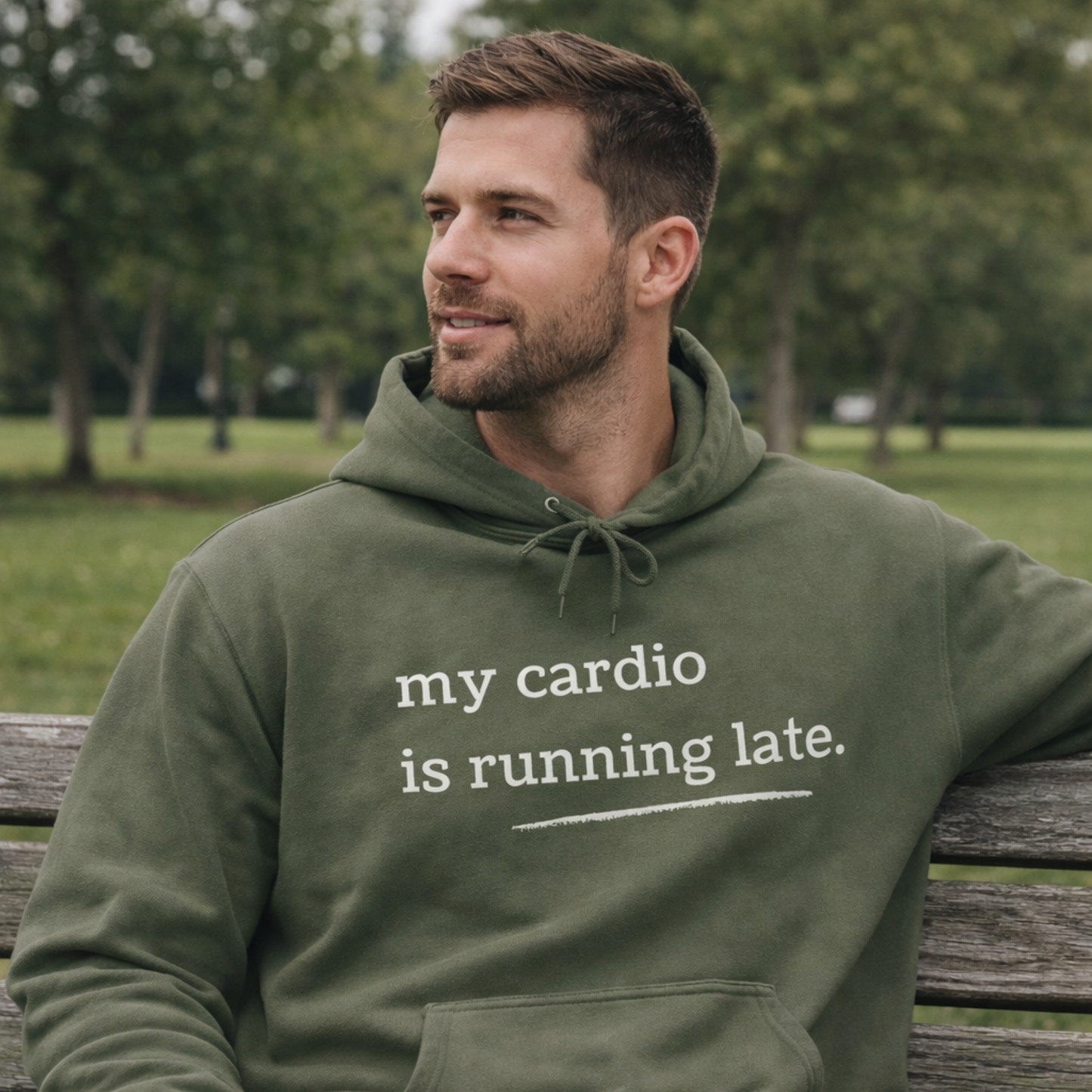 My Cardio Is Running Late Hoodie, Funny Workout Sweatshirt, Gym and Work Humor, Sarcastic Fitness Pullover, Running, Gym Work Colleague Gift