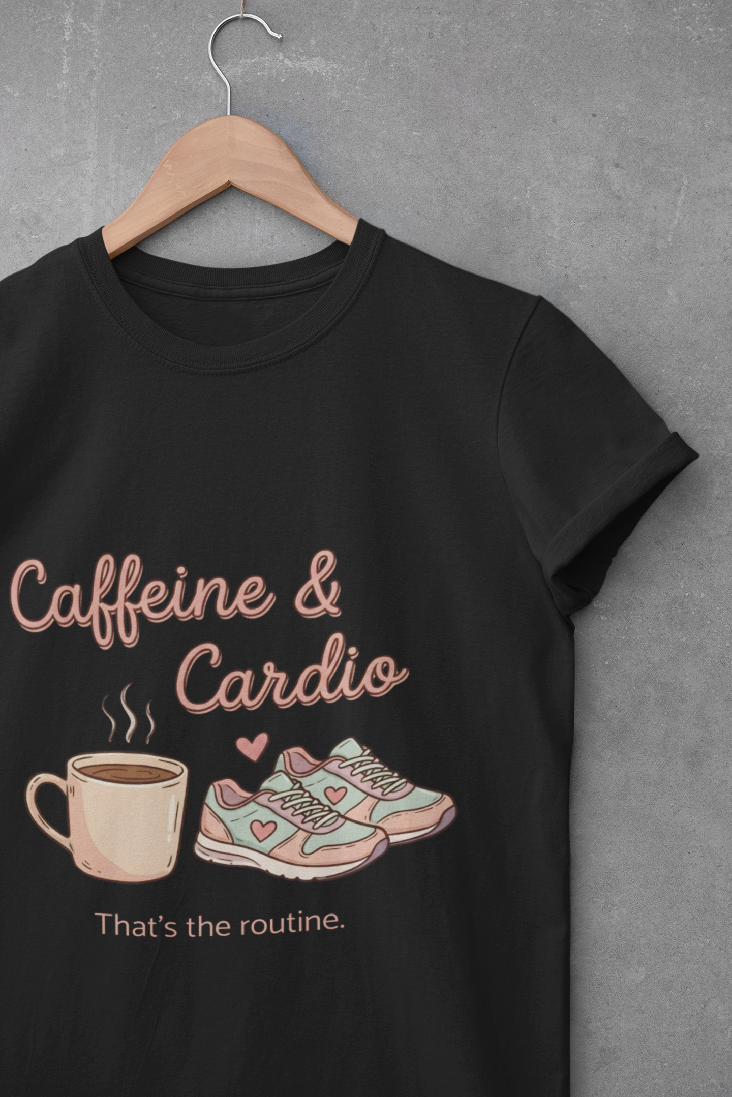 Caffeine & Cardio Tee | Coffee Fitness Lover, Workout Shirt, Running Graphic, Gym Fitness Top, Coffee Before Cardio Gift, Cute Runner Tee