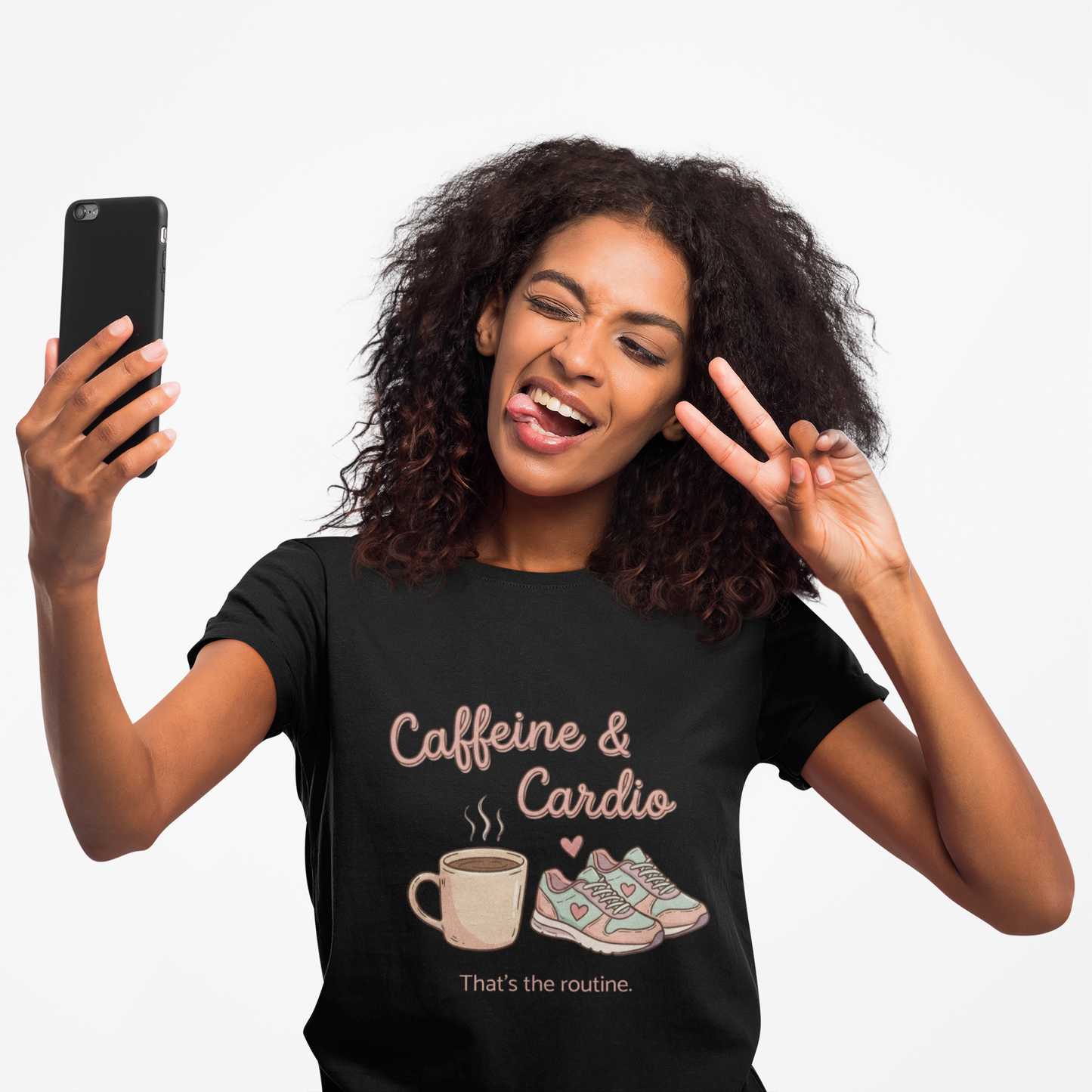 Caffeine & Cardio Tee | Coffee Fitness Lover, Workout Shirt, Running Graphic, Gym Fitness Top, Coffee Before Cardio Gift, Cute Runner Tee