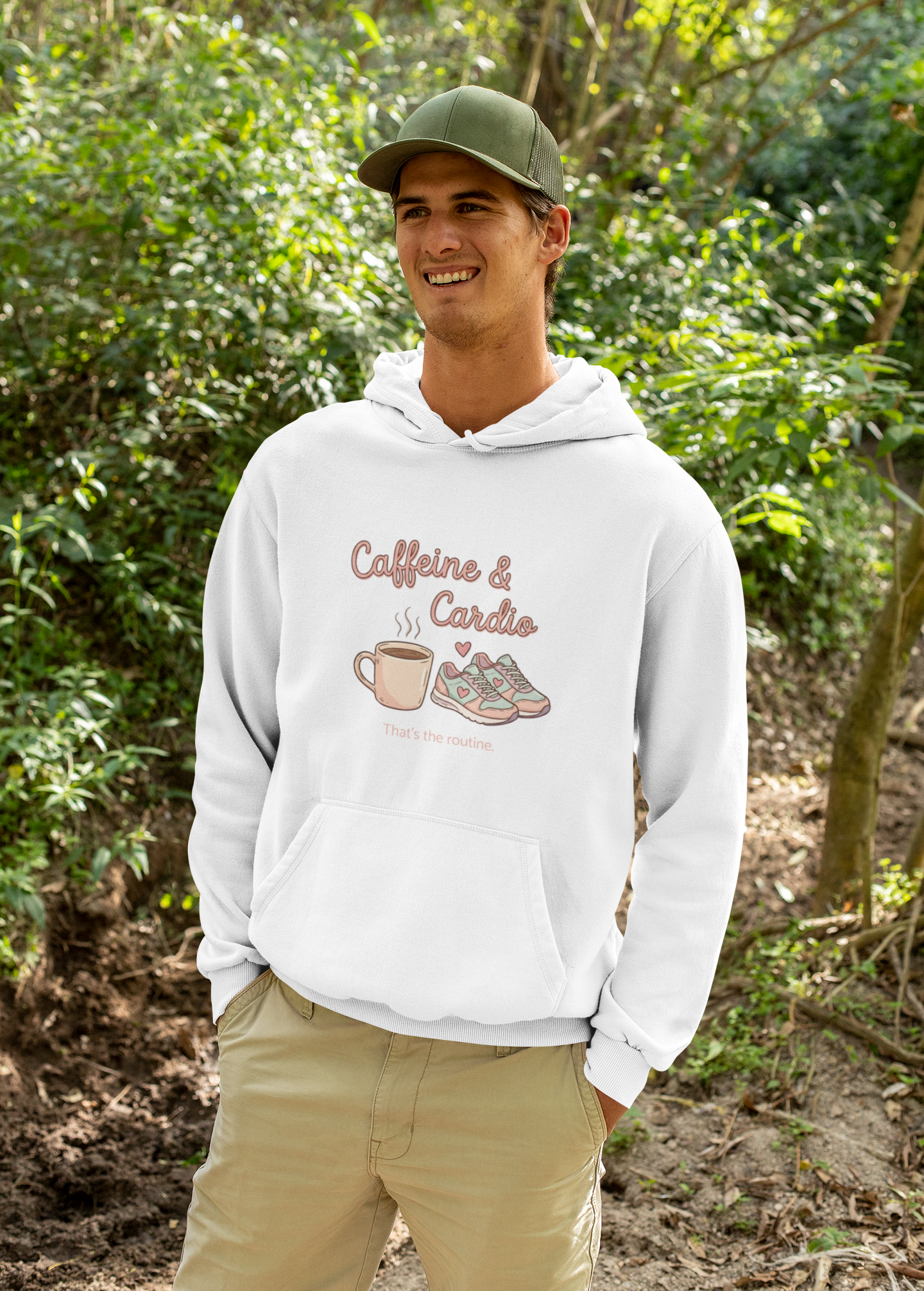 Caffeine & Cardio Hoodie | Coffee Fitness Lover, Workout Sweatshirt, Running Graphic, Gym Fitness Pullover, Coffee Before Cardio, Cute Gift