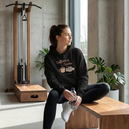Caffeine & Cardio Hoodie | Coffee Fitness Lover, Workout Sweatshirt, Running Graphic, Gym Fitness Pullover, Coffee Before Cardio, Cute Gift