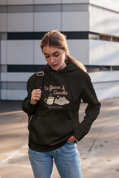 Caffeine & Cardio Hoodie | Coffee Fitness Lover, Workout Sweatshirt, Running Graphic, Gym Fitness Pullover, Coffee Before Cardio, Cute Gift