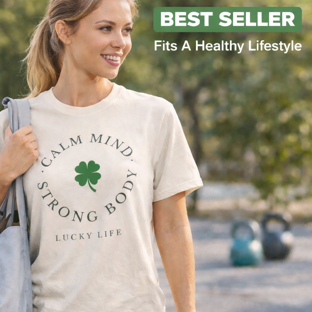 St Patrick’s Day Gym Shirt – Calm Mind Strong Body Lucky Life Shamrock Tee – Irish Fitness Shirt – Workout Motivation Shirt – St Paddy’s Day Workout Gift