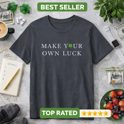 Make Your Own Luck Tee | Inspirational St. Patricks Shamrock Typography Shirt, Clover Shirt, St Paddys Day Gift