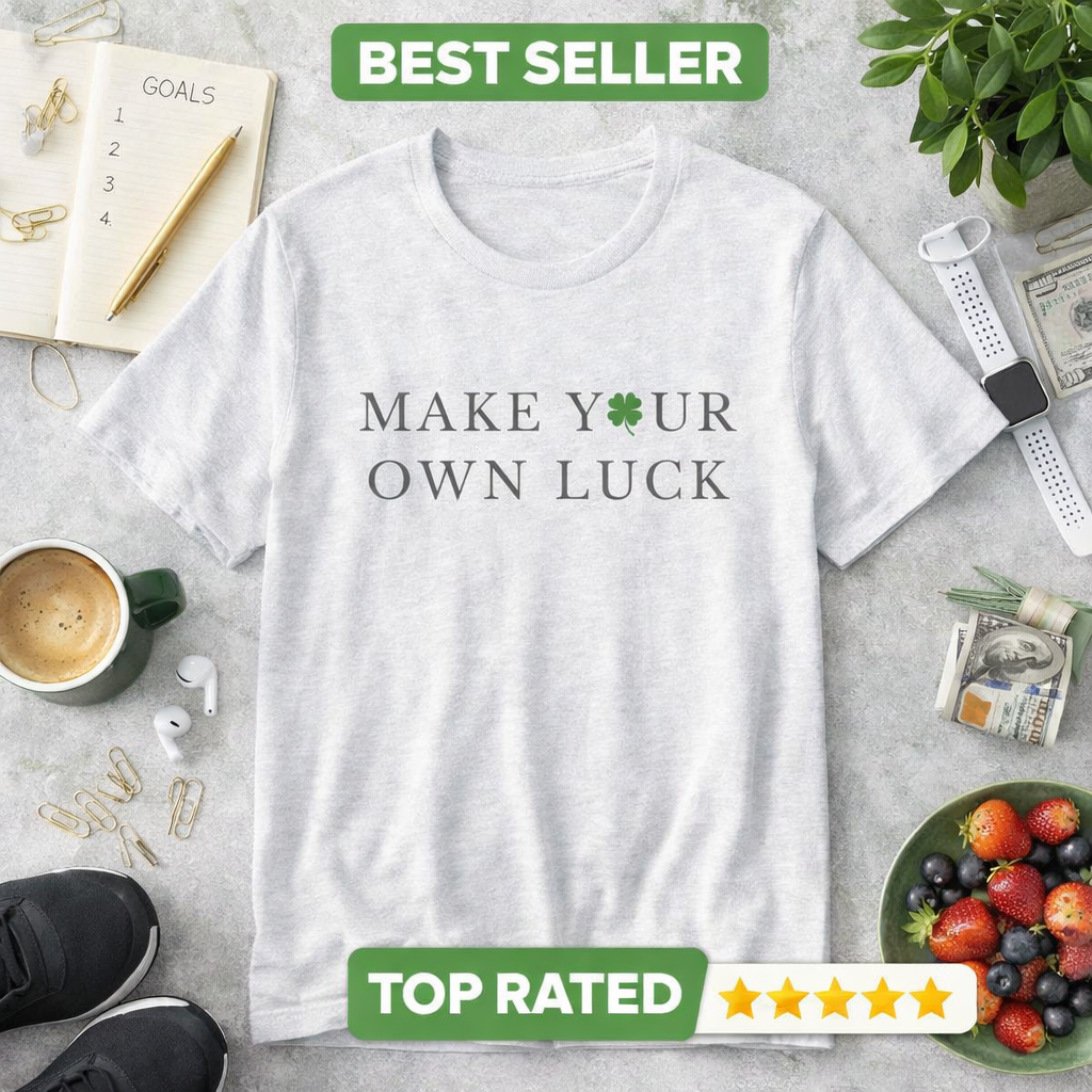 Make Your Own Luck Tee | Inspirational St. Patricks Day Clover Shirt, Lucky Workout Gym Shirt, Shamrock St Paddys Day Gift