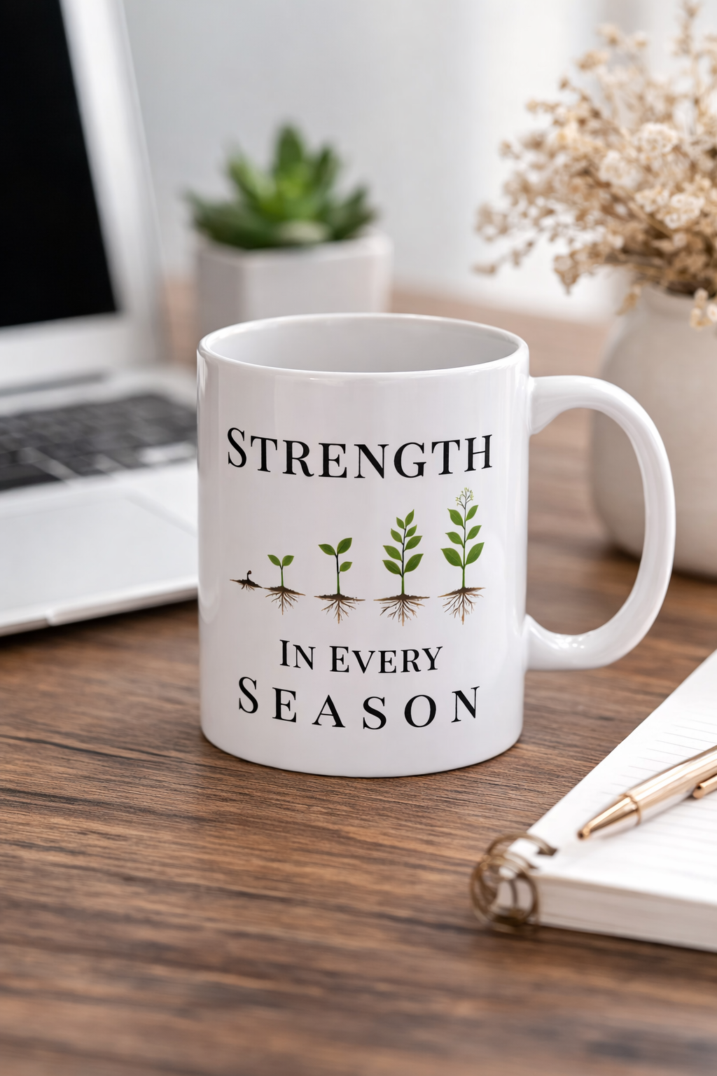 Strength in Every Season Mug | Inspirational Coffee Cup, Motivational Gift for Women, Positive Quote, Self Care Gift, Personal Growth Mug