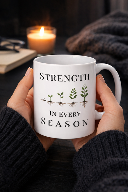 Strength in Every Season Mug | Inspirational Coffee Cup, Motivational Gift for Women, Positive Quote, Self Care Gift, Personal Growth Mug