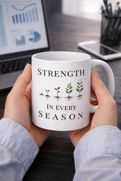 Strength in Every Season Mug | Inspirational Coffee Cup, Motivational Gift for Women, Positive Quote, Self Care Gift, Personal Growth Mug