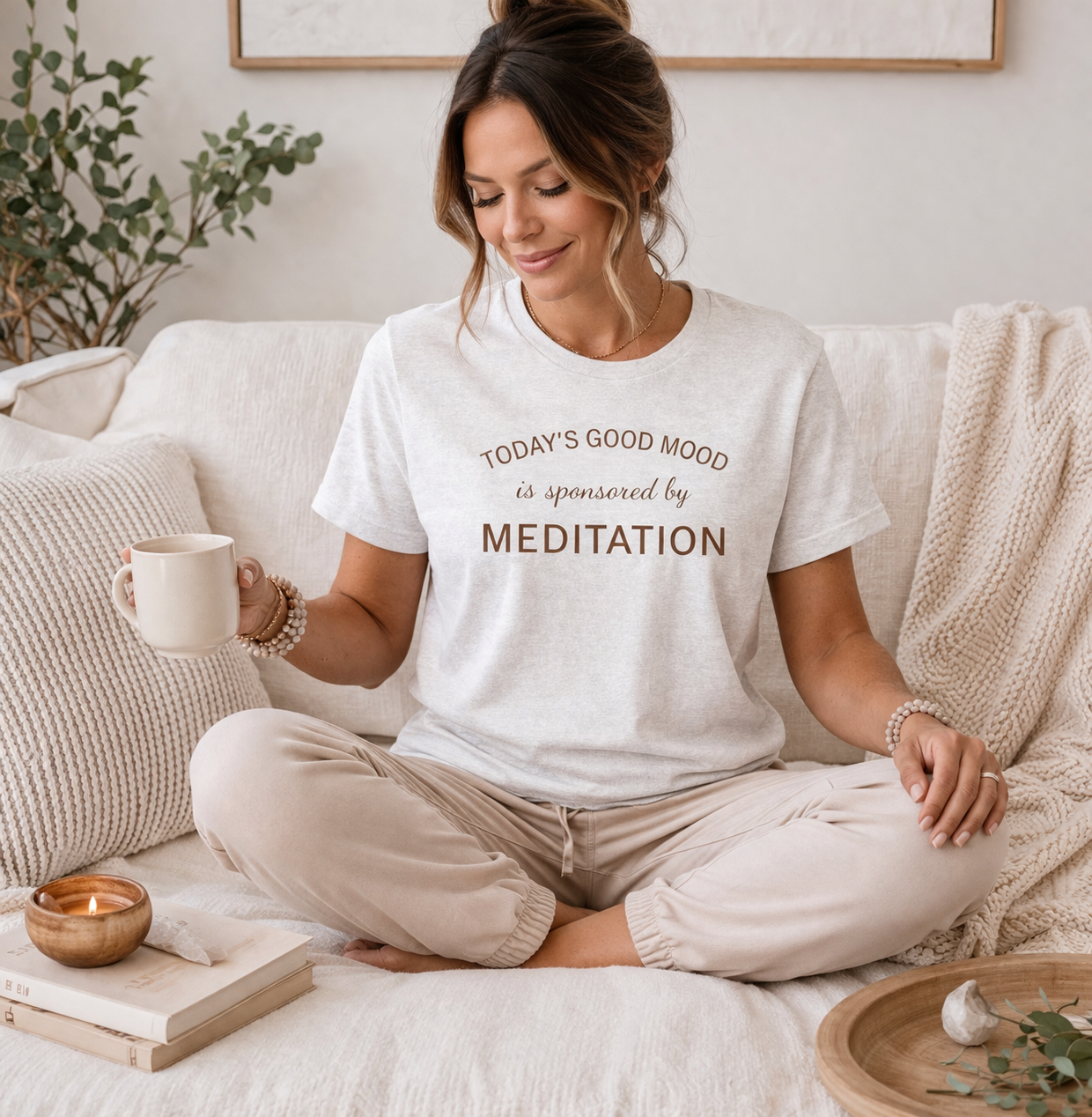 Meditation Shirt, Mindfulness Shirt, Self Care Tee, Todays Good Mood Sponsored by Meditation, Wellness Gift, Yoga Shirt, Calm Aesthetic Tee