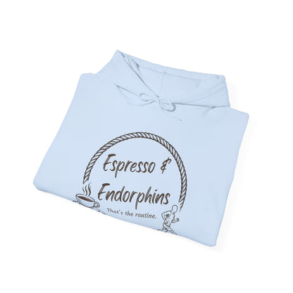 Espresso & Endorphins Hoodie, Coffee and Cardio, Runner Gift, Gym Workout Sweatshirt, Funny Coffee Lover Running Fitness, Marathon Training