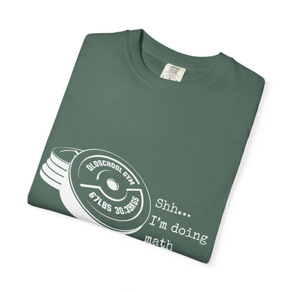 Shh I’m Doing Math Gym Shirt, 6-7 Meme Weightlifting Tee, Oldschool Gym Plate Design, Funny Fitness Workout T-Shirt, Gift