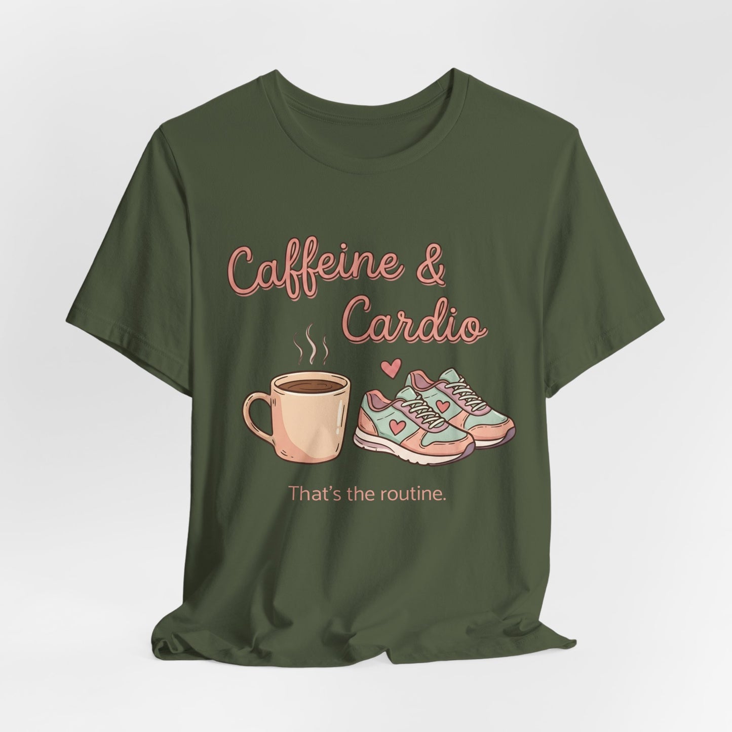 Caffeine & Cardio Tee | Coffee Fitness Lover, Workout Shirt, Running Graphic, Gym Fitness Top, Coffee Before Cardio Gift, Cute Runner Tee