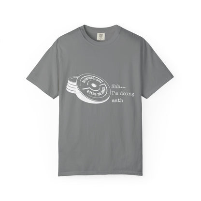 Shh I’m Doing Math Gym Shirt, 6-7 Meme Weightlifting Tee, Oldschool Gym Plate Design, Funny Fitness Workout T-Shirt, Gift