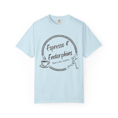 Espresso & Endorphins Shirt, Coffee and Cardio T-Shirt, Runner Gift, Gym Workout Tee, Funny Fitness Shirt, Marathon Training Top