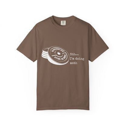 Shh I’m Doing Math Gym Shirt, 6-7 Meme Weightlifting Tee, Oldschool Gym Plate Design, Funny Fitness Workout T-Shirt, Gift