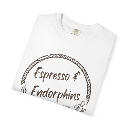 Espresso & Endorphins Shirt, Coffee and Cardio T-Shirt, Runner Gift, Gym Workout Tee, Funny Fitness Shirt, Marathon Training Top