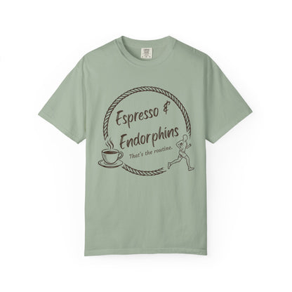 Espresso & Endorphins Shirt, Coffee and Cardio T-Shirt, Runner Gift, Gym Workout Tee, Funny Fitness Shirt, Marathon Training Top