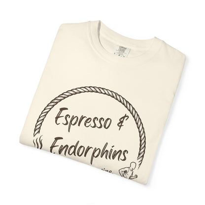 Espresso & Endorphins Shirt, Coffee and Cardio T-Shirt, Runner Gift, Gym Workout Tee, Funny Fitness Shirt, Marathon Training Top