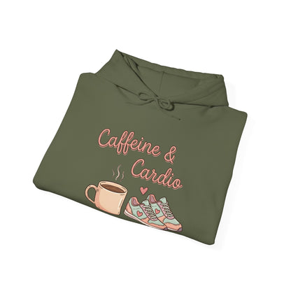 Caffeine & Cardio Hoodie | Coffee Fitness Lover, Workout Sweatshirt, Running Graphic, Gym Fitness Pullover, Coffee Before Cardio, Cute Gift